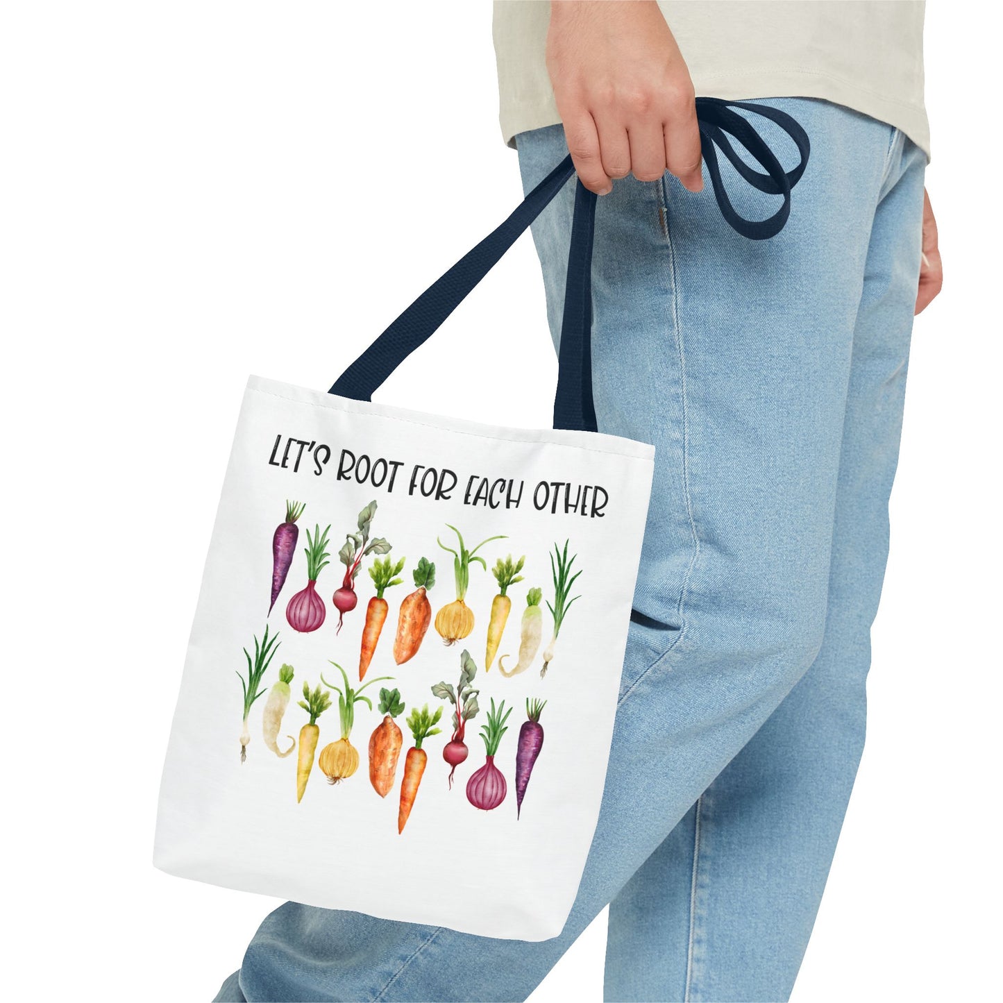 Let's Root for Each Other Tote Bag - Colorful Vegetable Design