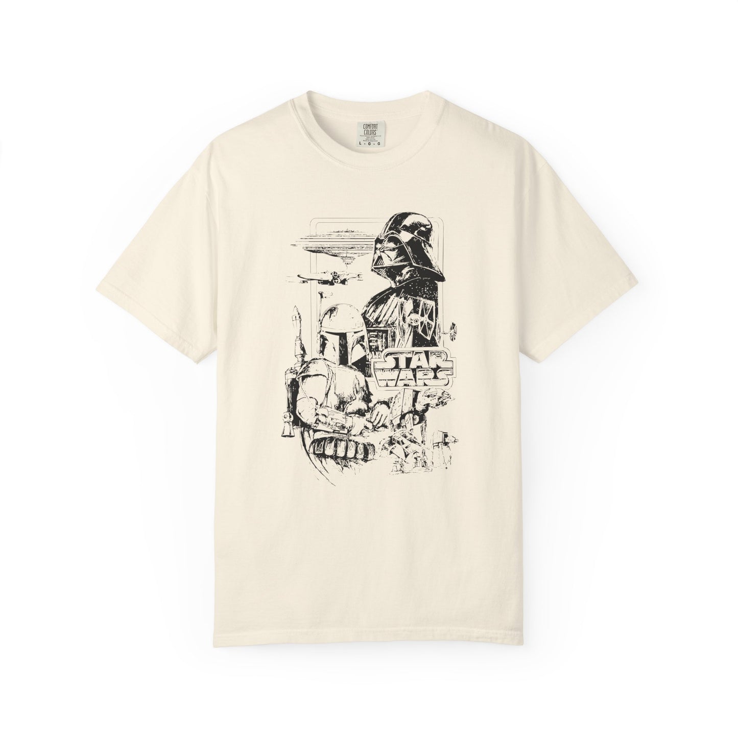 Star Wars Black Line Drawing - Comfort Colors Shirt