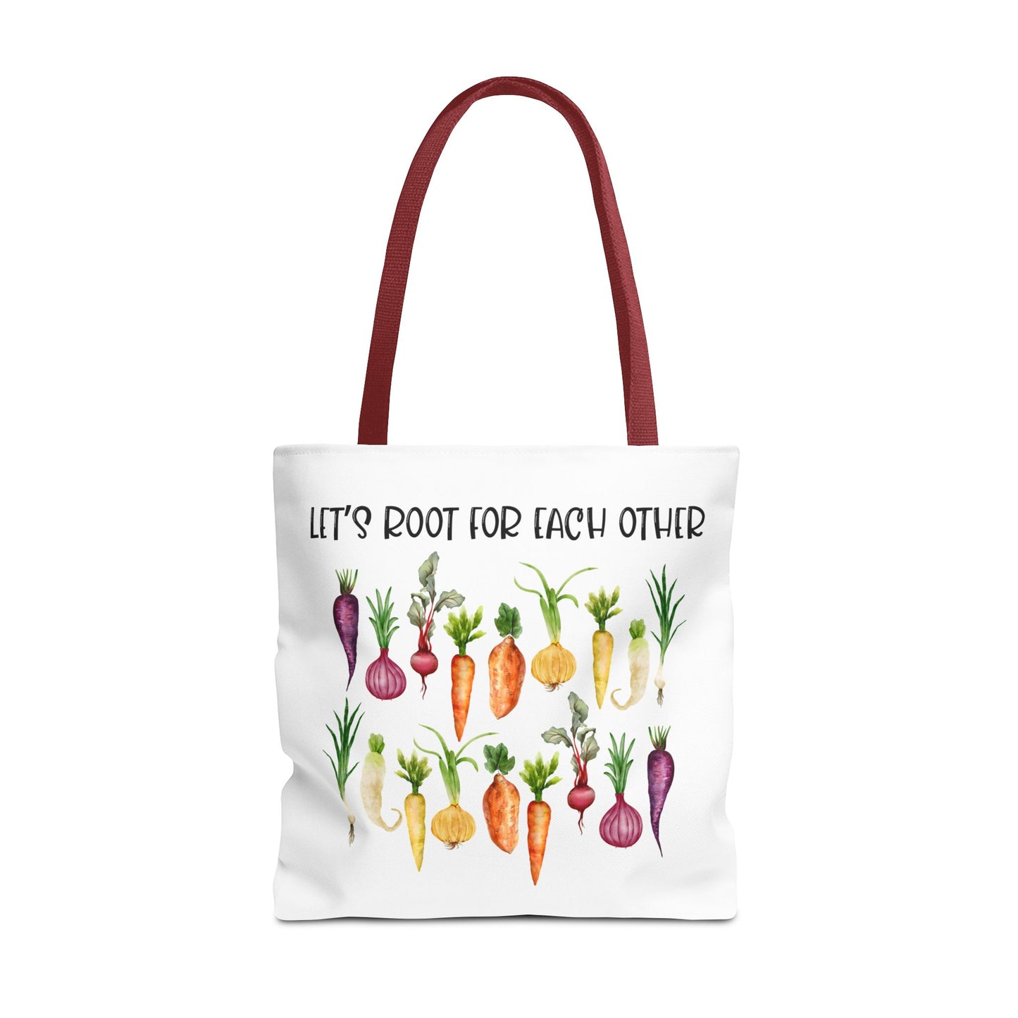 Let's Root for Each Other Tote Bag - Colorful Vegetable Design