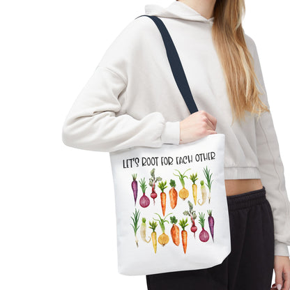 Let's Root for Each Other Tote Bag - Colorful Vegetable Design