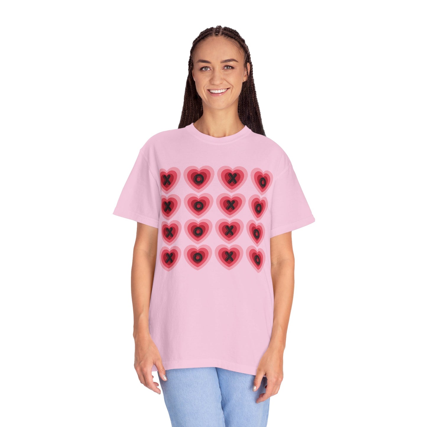 Retro Heart X's and O's - Comfort Colors Shirt
