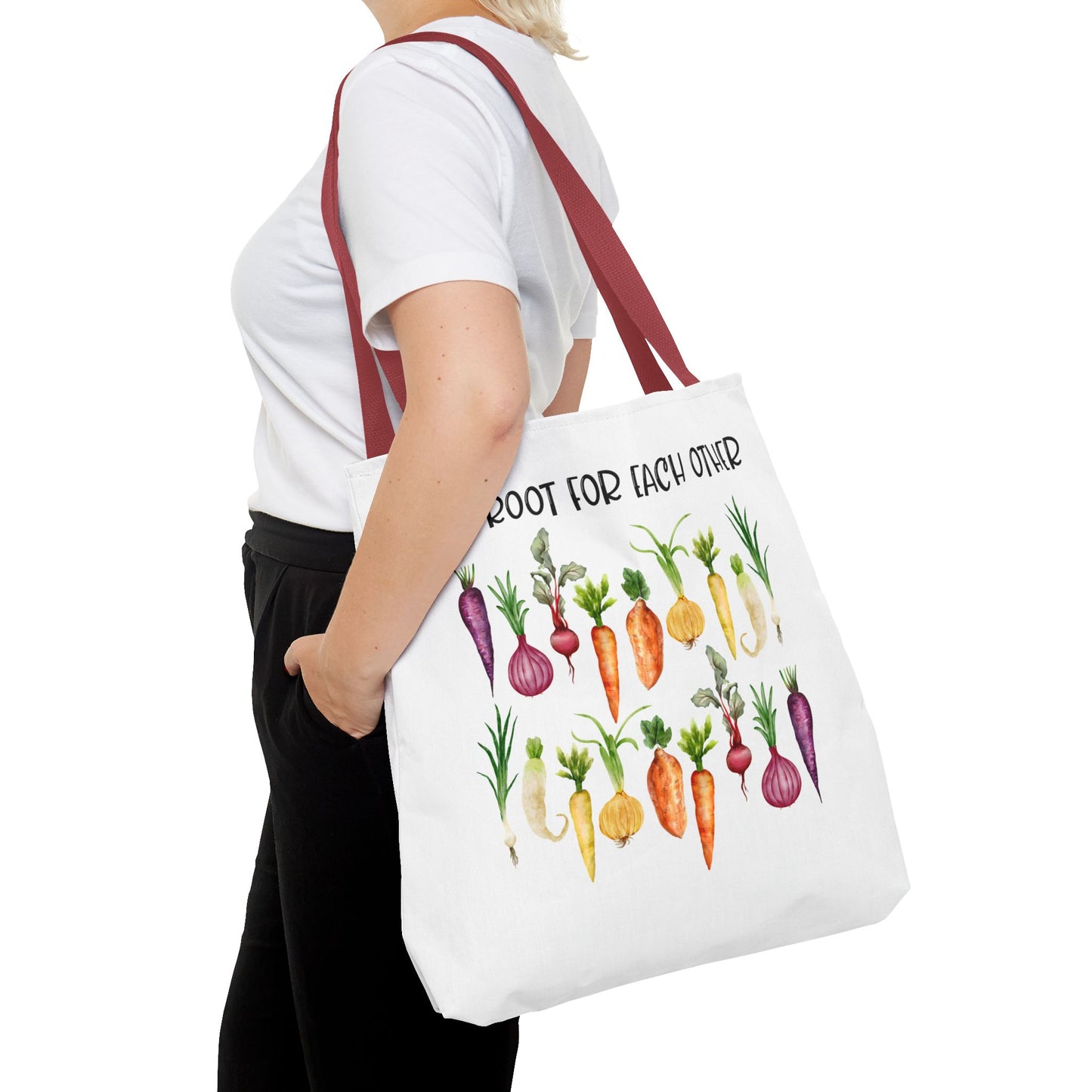 Let's Root for Each Other Tote Bag - Colorful Vegetable Design