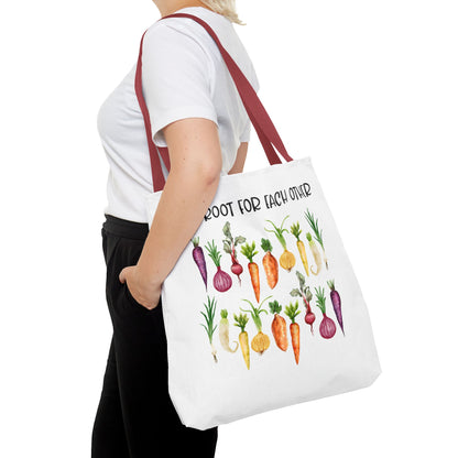 Let's Root for Each Other Tote Bag - Colorful Vegetable Design