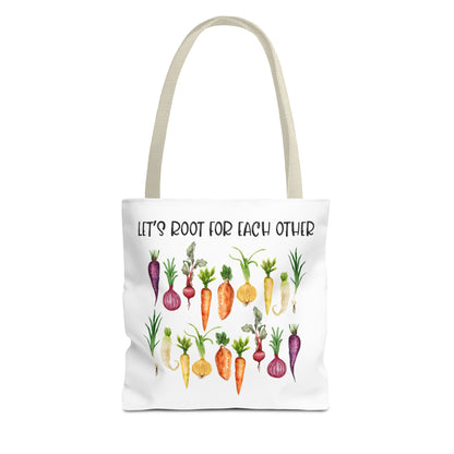 Let's Root for Each Other Tote Bag - Colorful Vegetable Design