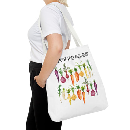 Let's Root for Each Other Tote Bag - Colorful Vegetable Design
