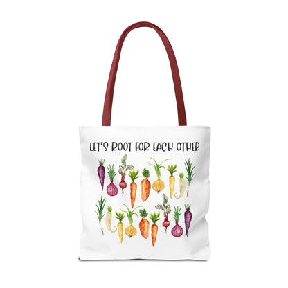Let's Root for Each Other Tote Bag - Colorful Vegetable Design