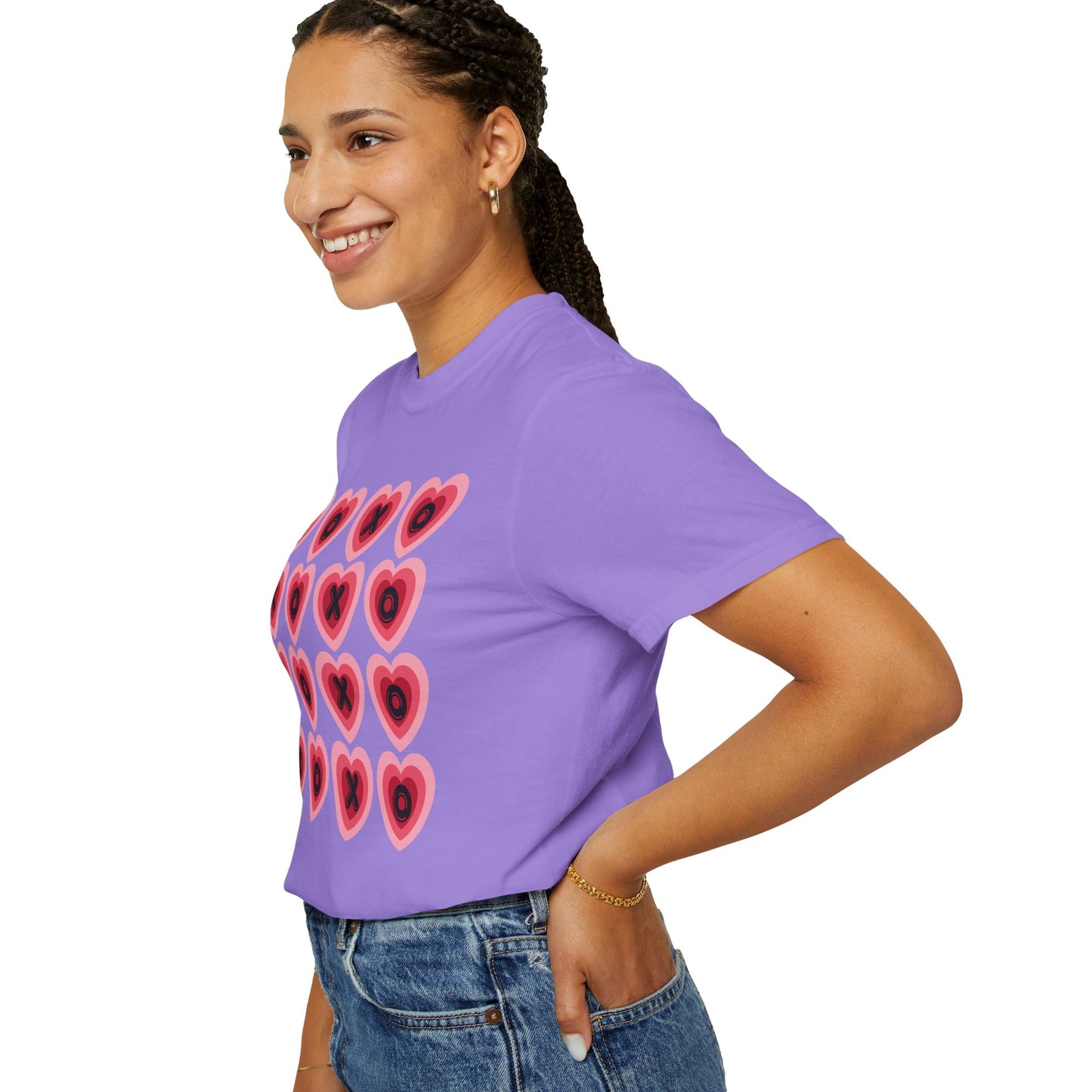 Retro Heart X's and O's - Comfort Colors Shirt