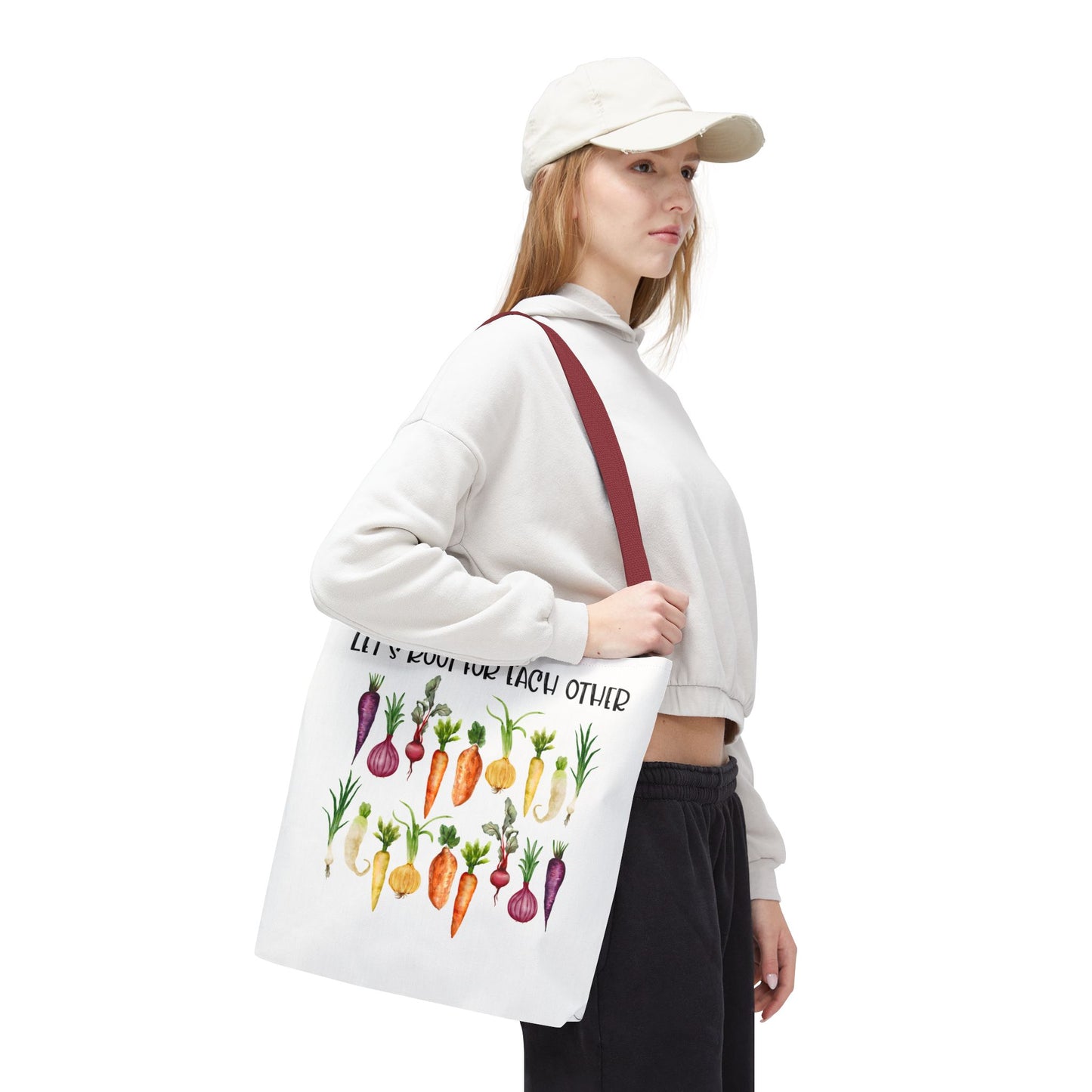 Let's Root for Each Other Tote Bag - Colorful Vegetable Design