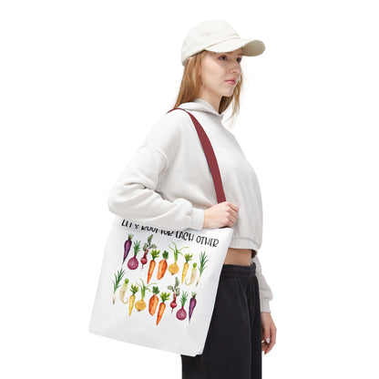 Let's Root for Each Other Tote Bag - Colorful Vegetable Design