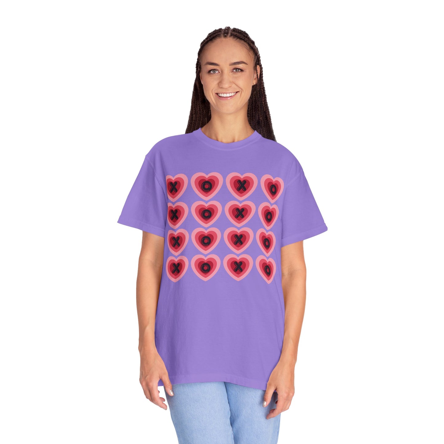 Retro Heart X's and O's - Comfort Colors Shirt
