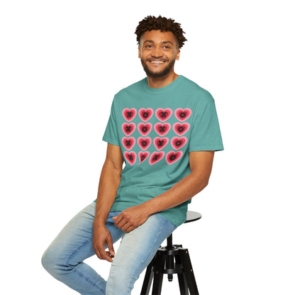 Retro Heart X's and O's - Comfort Colors Shirt