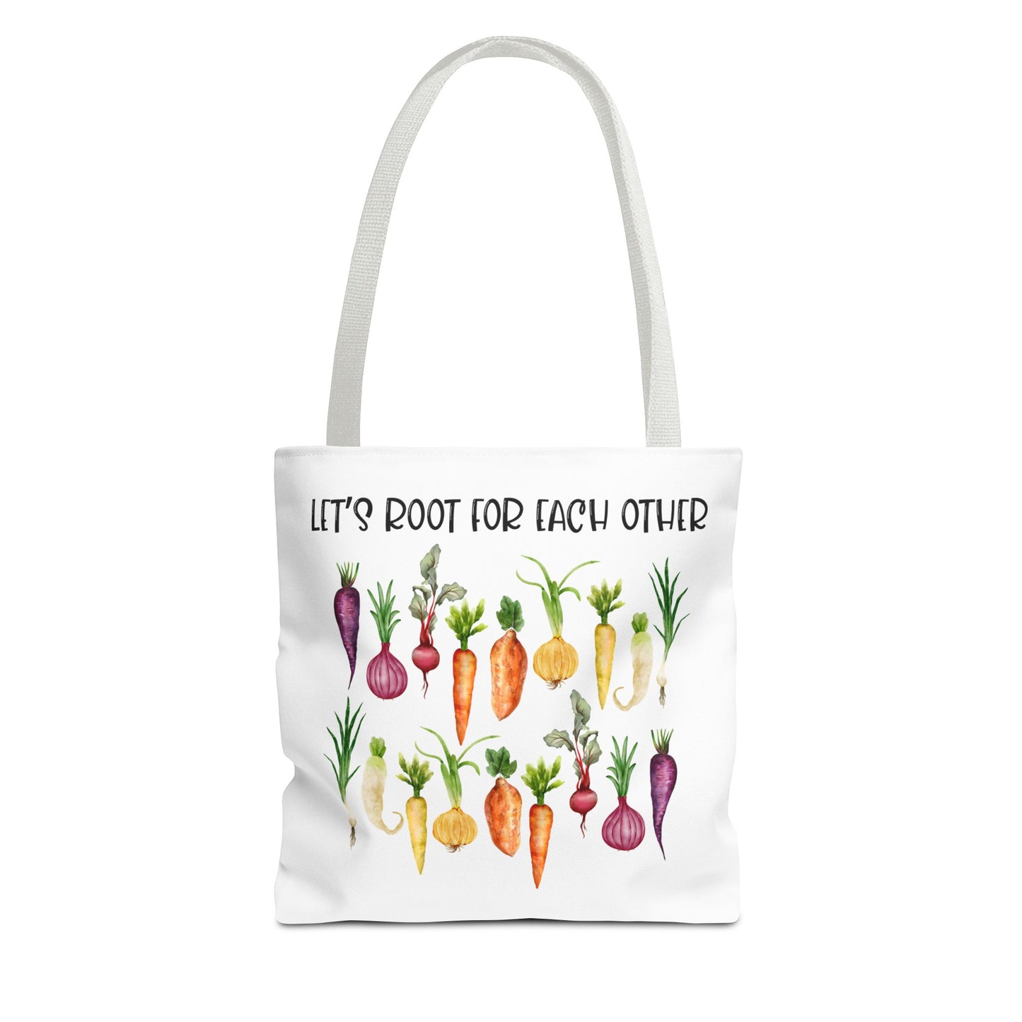 Let's Root for Each Other Tote Bag - Colorful Vegetable Design