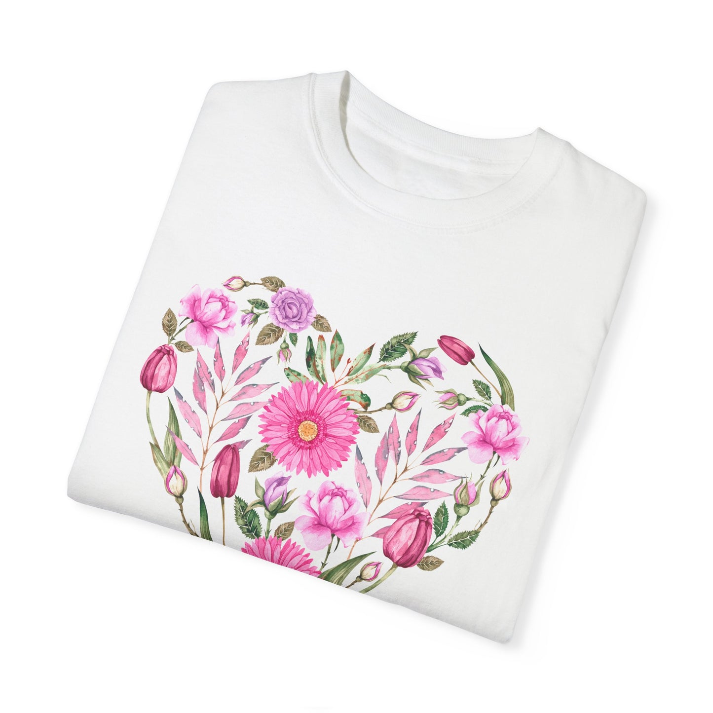 Pink Flowers Heart - Comfort Colors Shirt