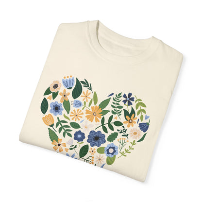 Blue Flowers Heart - Comfort Colors Shirt