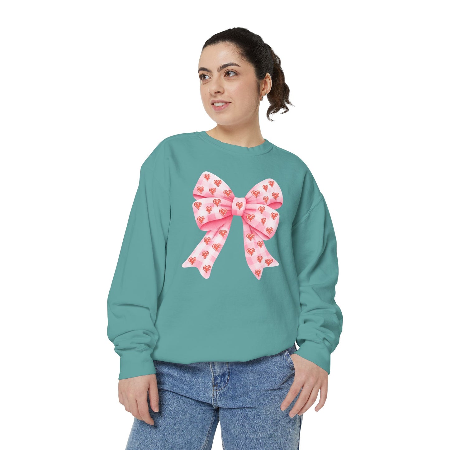 Pink Bow & Hearts - Comfort Colors Sweatshirt