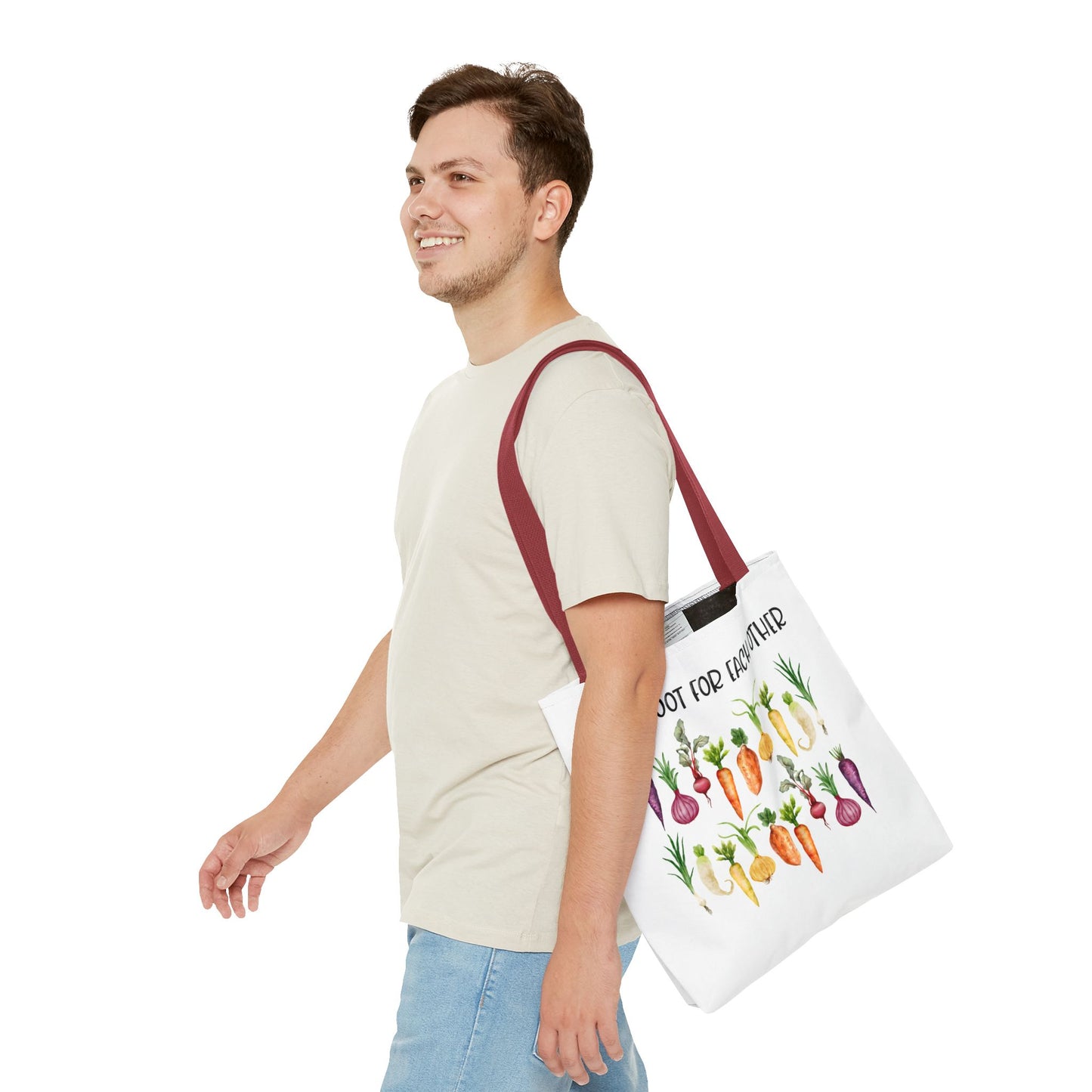 Let's Root for Each Other Tote Bag - Colorful Vegetable Design