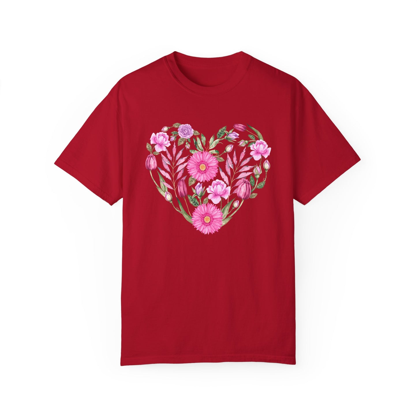 Pink Flowers Heart - Comfort Colors Shirt