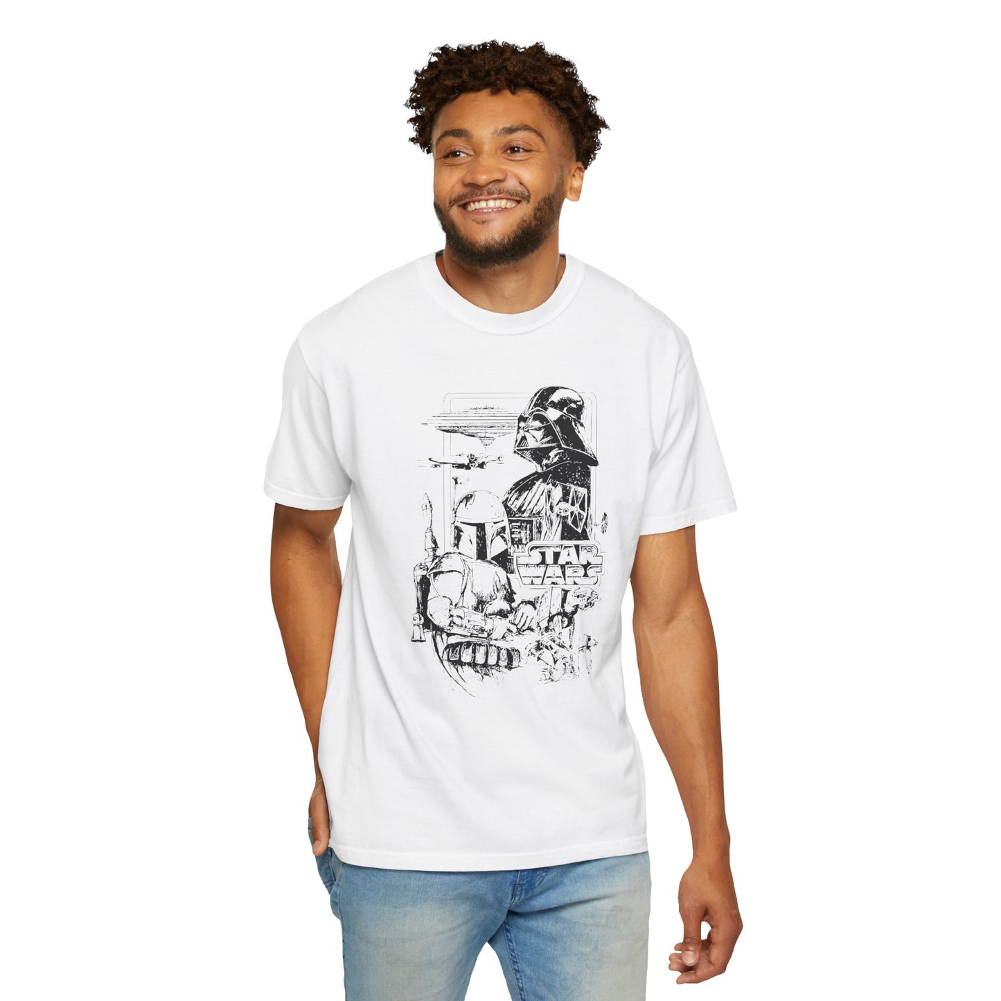 Star Wars Black Line Drawing - Comfort Colors Shirt