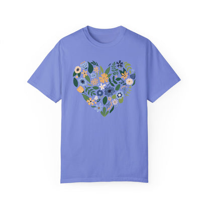 Blue Flowers Heart - Comfort Colors Shirt