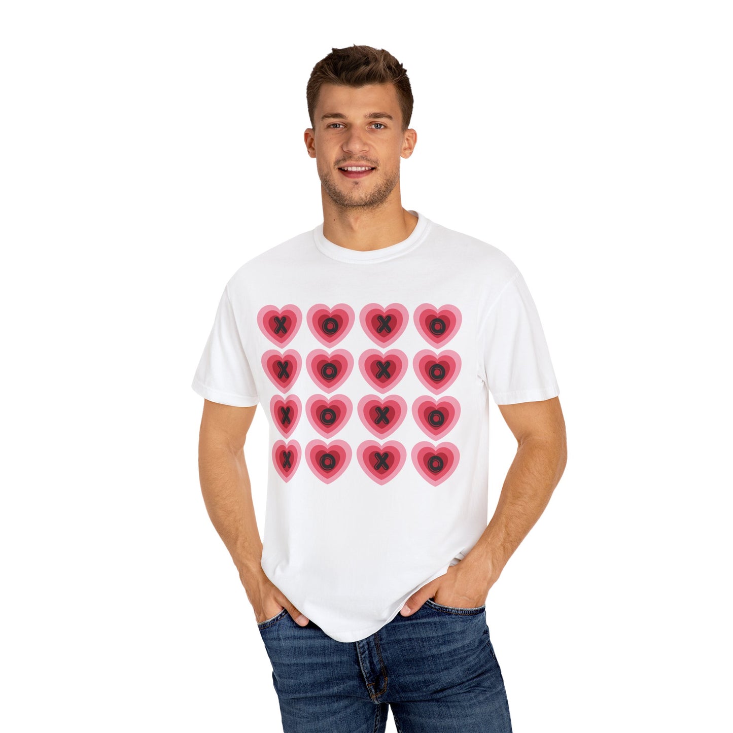 Retro Heart X's and O's - Comfort Colors Shirt