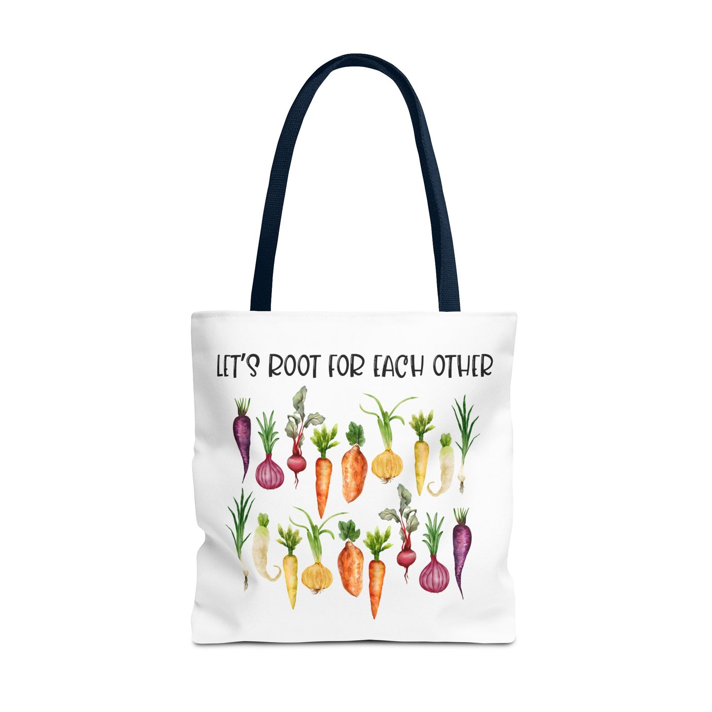 Let's Root for Each Other Tote Bag - Colorful Vegetable Design