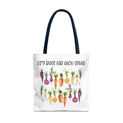 Let's Root for Each Other Tote Bag - Colorful Vegetable Design
