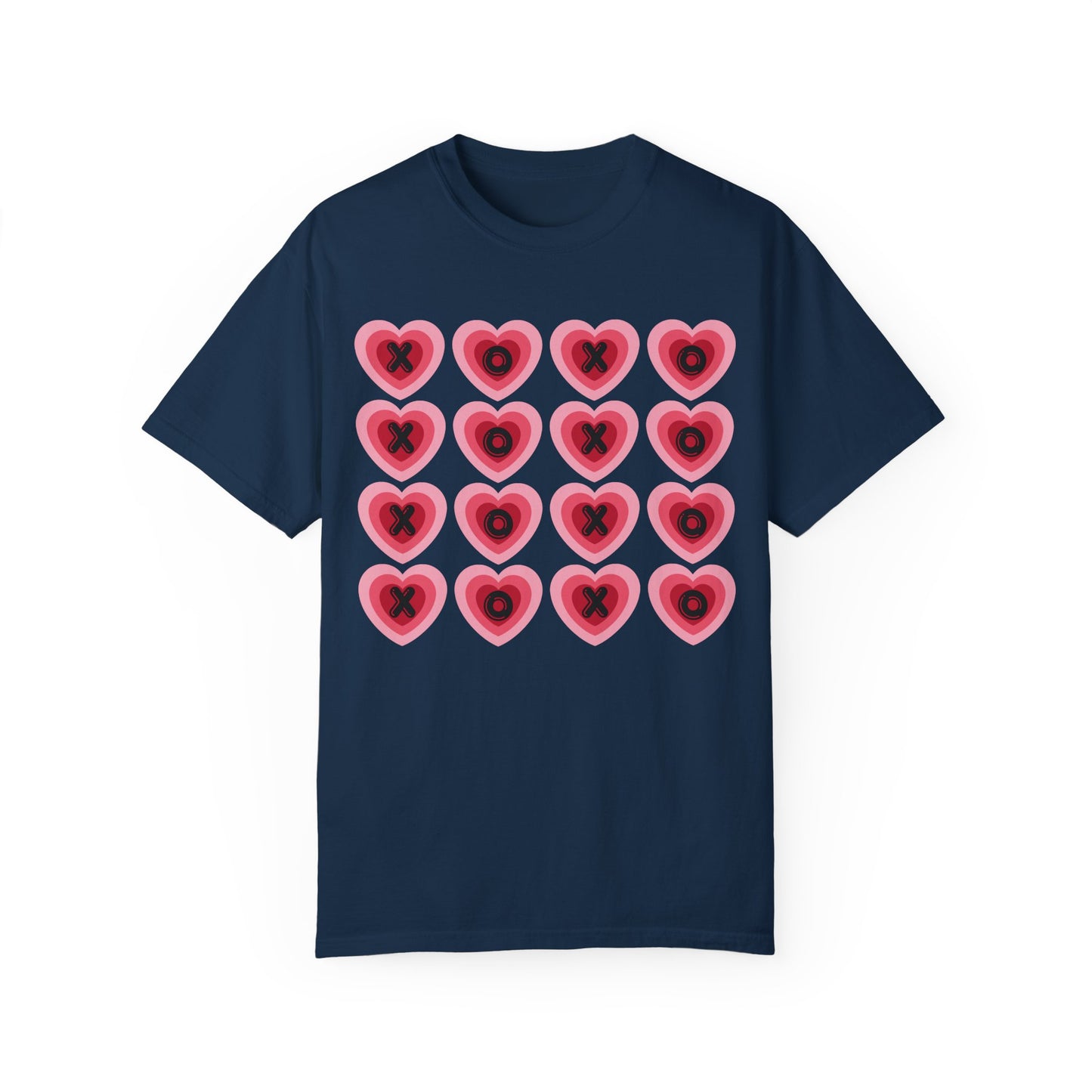 Retro Heart X's and O's - Comfort Colors Shirt