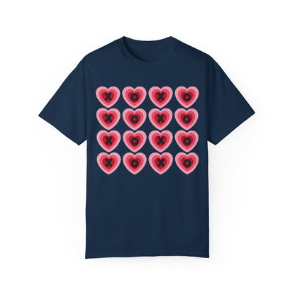 Retro Heart X's and O's - Comfort Colors Shirt