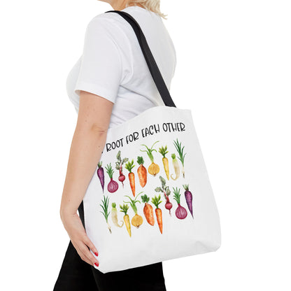 Let's Root for Each Other Tote Bag - Colorful Vegetable Design