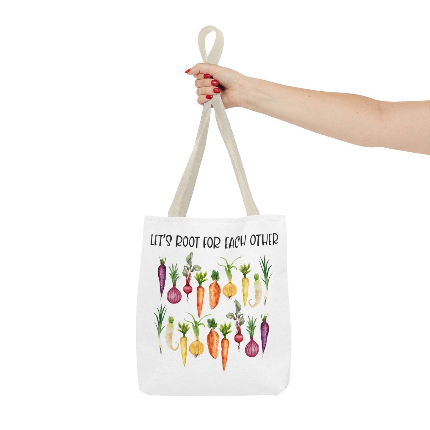 Let's Root for Each Other Tote Bag - Colorful Vegetable Design