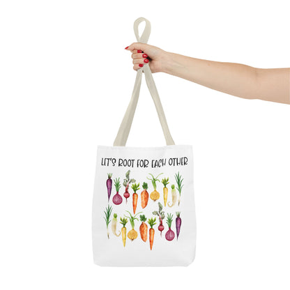 Let's Root for Each Other Tote Bag - Colorful Vegetable Design