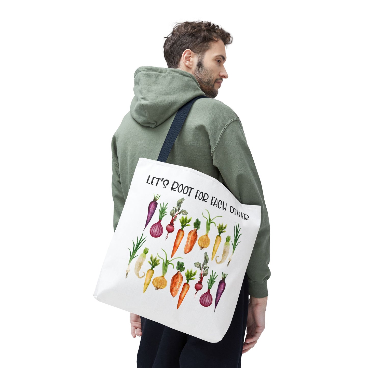 Let's Root for Each Other Tote Bag - Colorful Vegetable Design