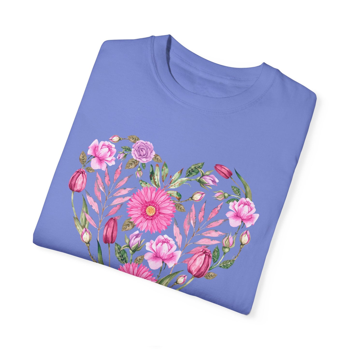 Pink Flowers Heart - Comfort Colors Shirt