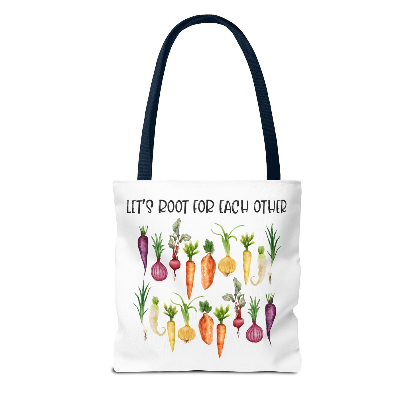 Let's Root for Each Other Tote Bag - Colorful Vegetable Design