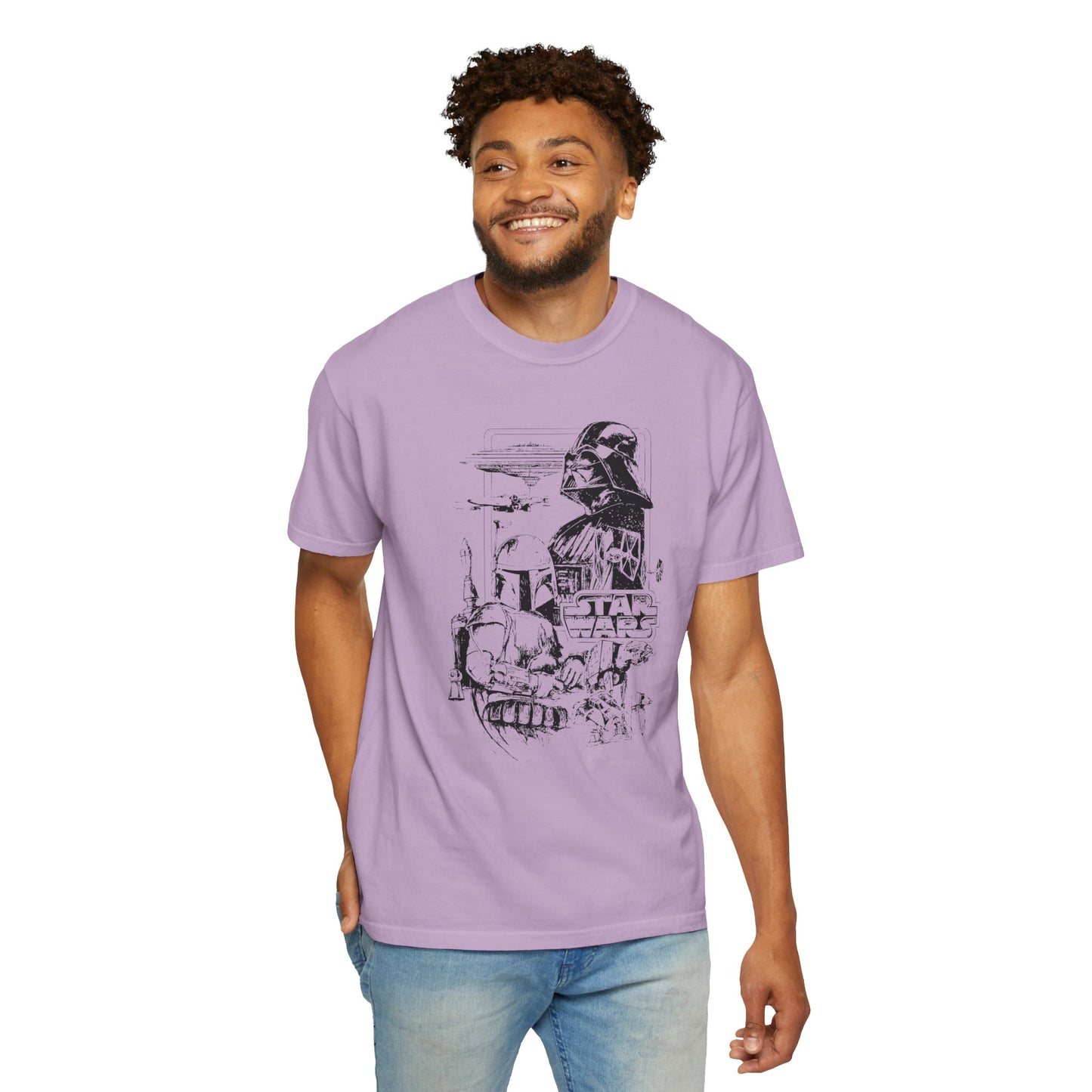 Star Wars Black Line Drawing - Comfort Colors Shirt