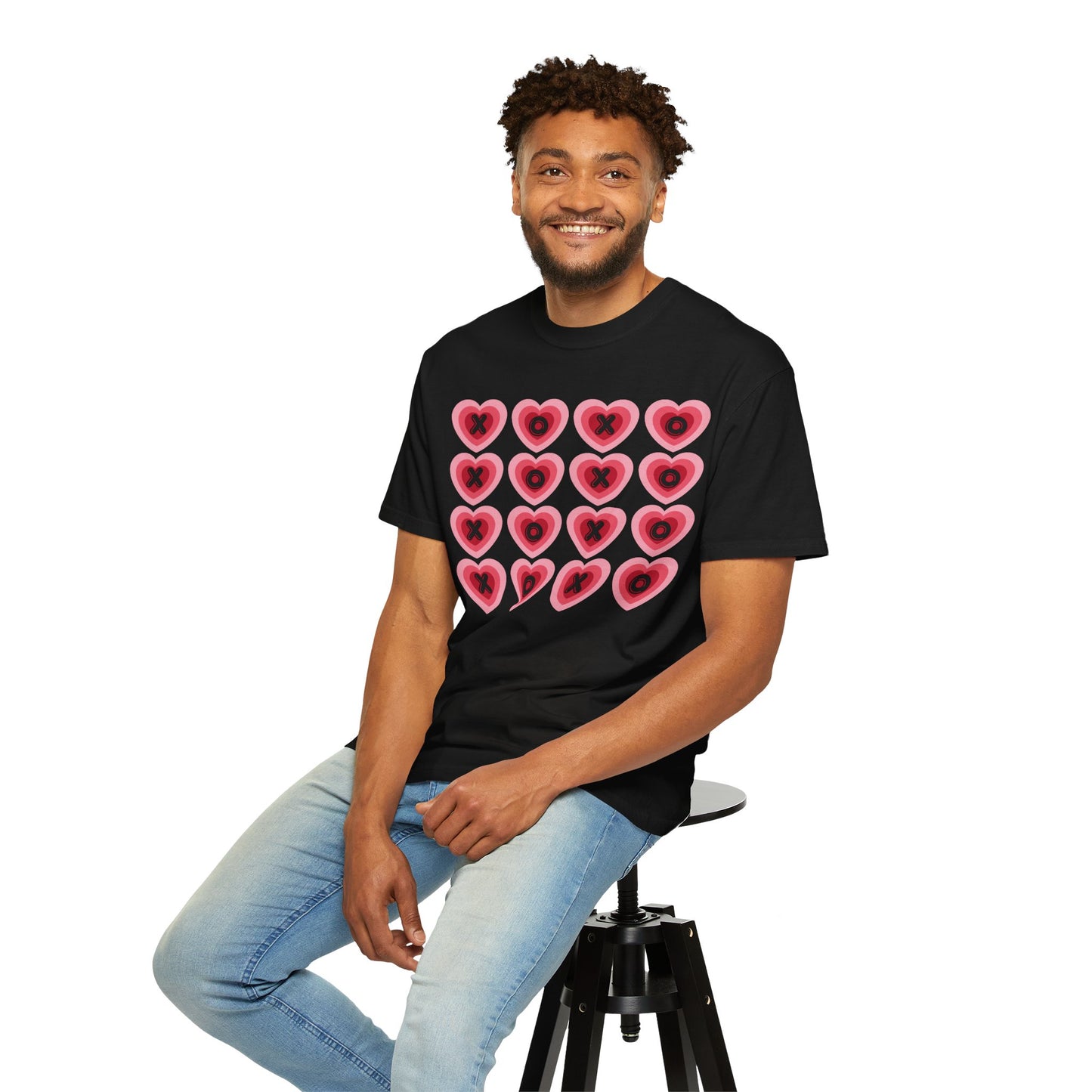 Retro Heart X's and O's - Comfort Colors Shirt