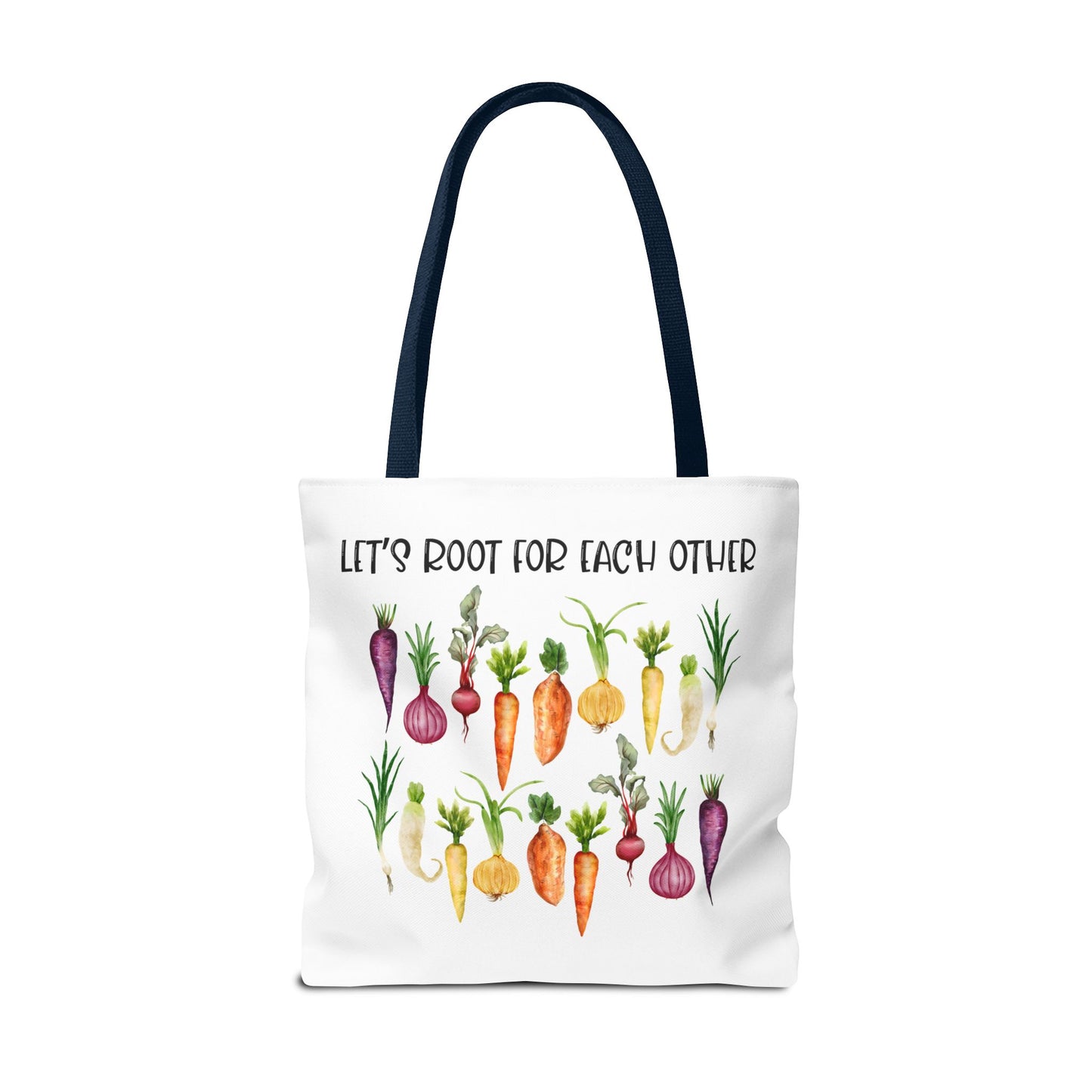 Let's Root for Each Other Tote Bag - Colorful Vegetable Design