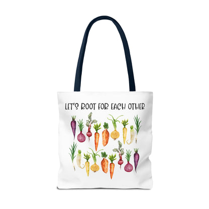 Let's Root for Each Other Tote Bag - Colorful Vegetable Design