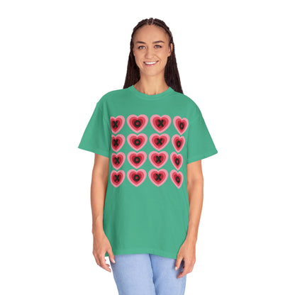 Retro Heart X's and O's - Comfort Colors Shirt