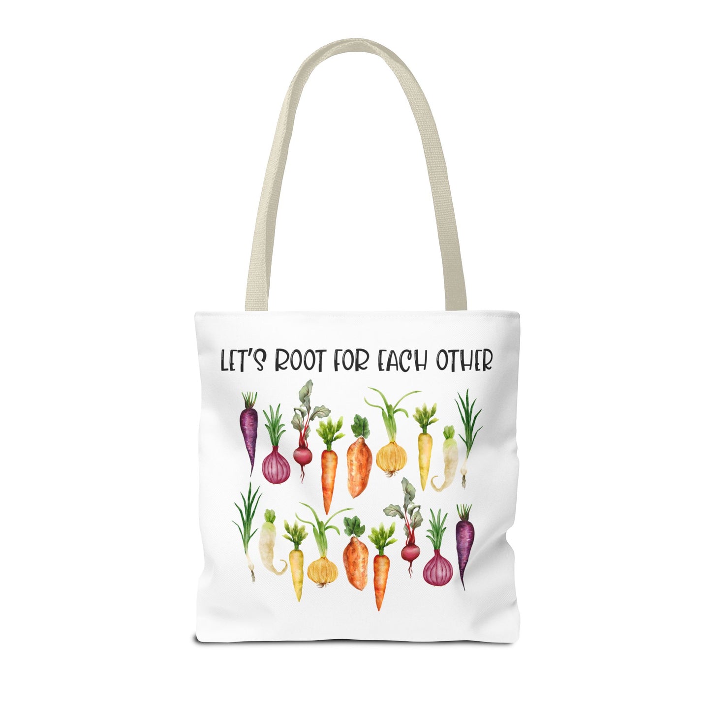 Let's Root for Each Other Tote Bag - Colorful Vegetable Design