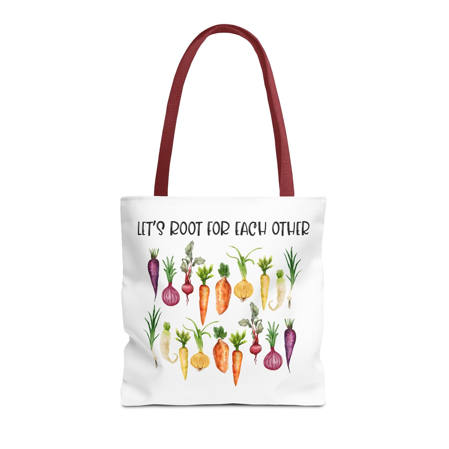 Let's Root for Each Other Tote Bag - Colorful Vegetable Design