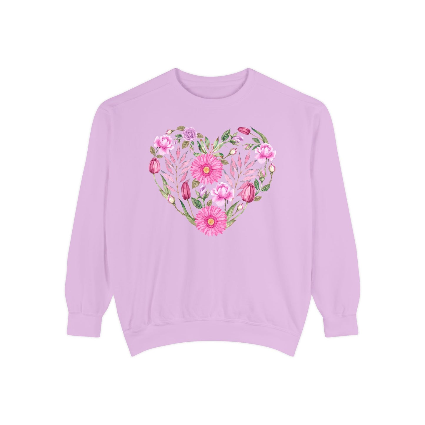Pink Flowers Heart - Comfort Colors Sweatshirt