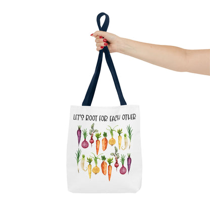 Let's Root for Each Other Tote Bag - Colorful Vegetable Design