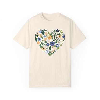 Blue Flowers Heart - Comfort Colors Shirt