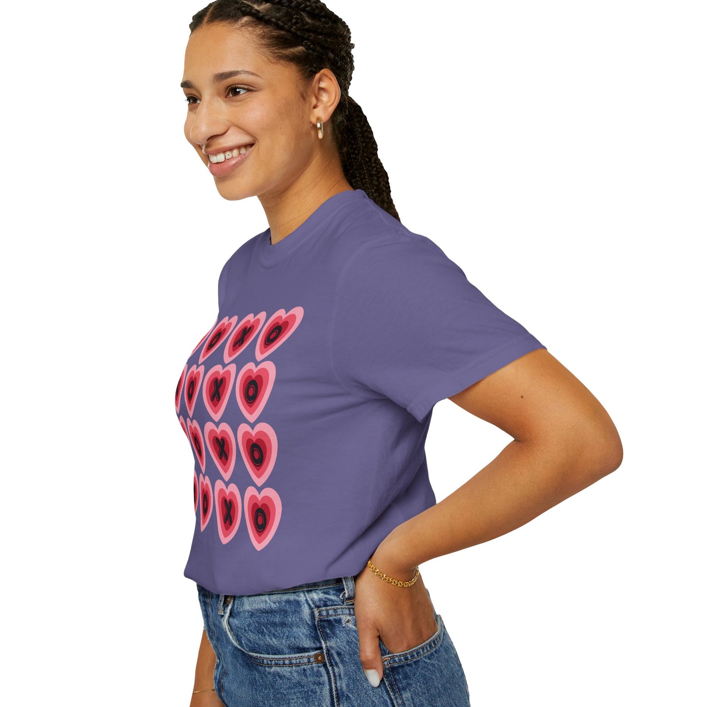 Retro Heart X's and O's - Comfort Colors Shirt