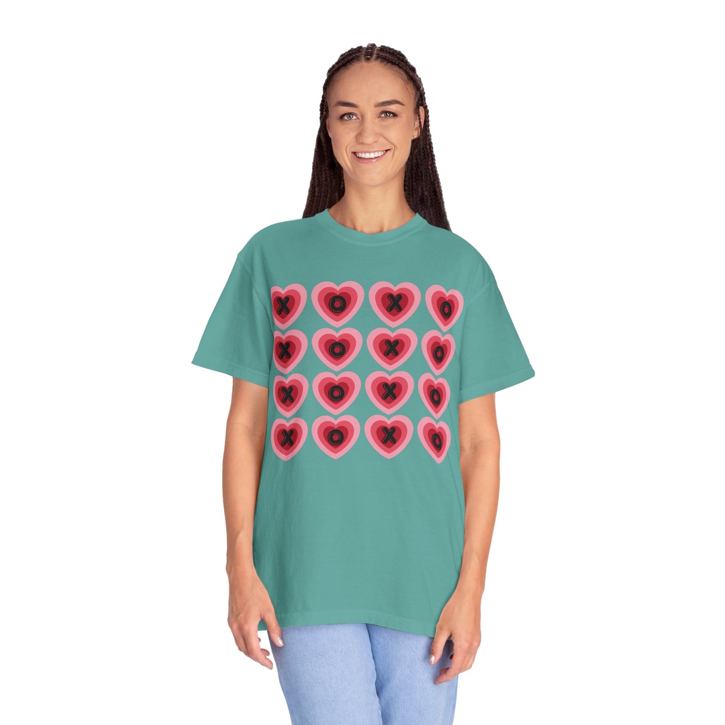 Retro Heart X's and O's - Comfort Colors Shirt