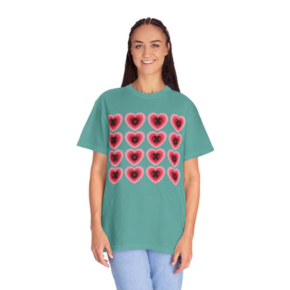 Retro Heart X's and O's - Comfort Colors Shirt