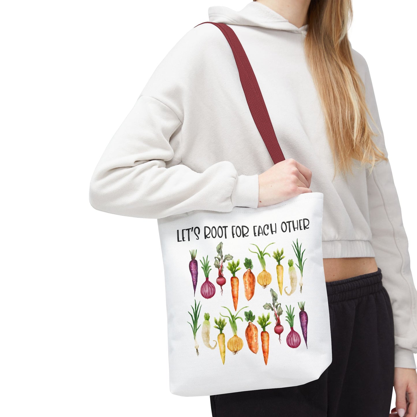 Let's Root for Each Other Tote Bag - Colorful Vegetable Design