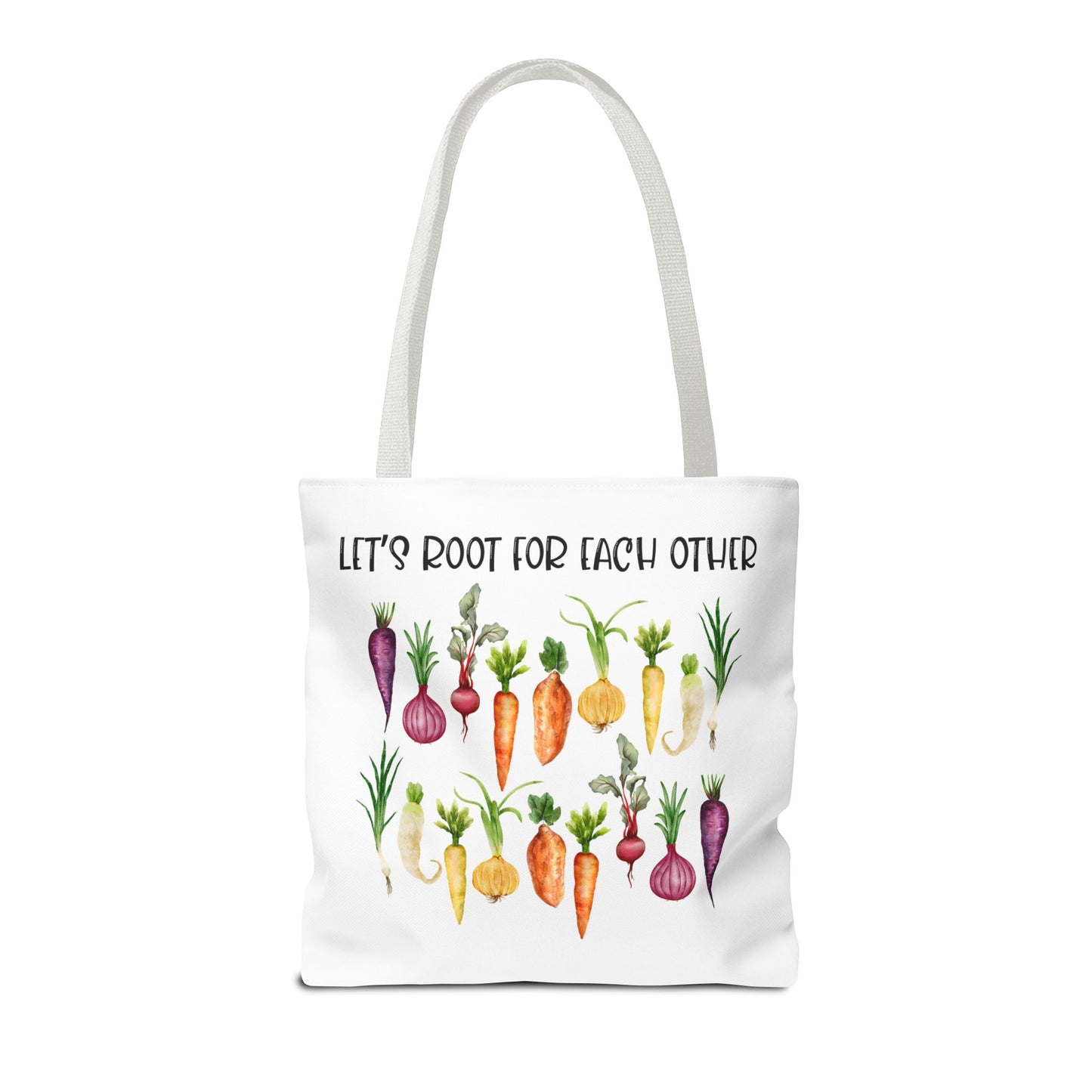 Let's Root for Each Other Tote Bag - Colorful Vegetable Design