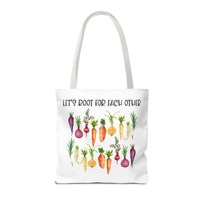 Let's Root for Each Other Tote Bag - Colorful Vegetable Design